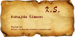 Kohajda Simeon névjegykártya